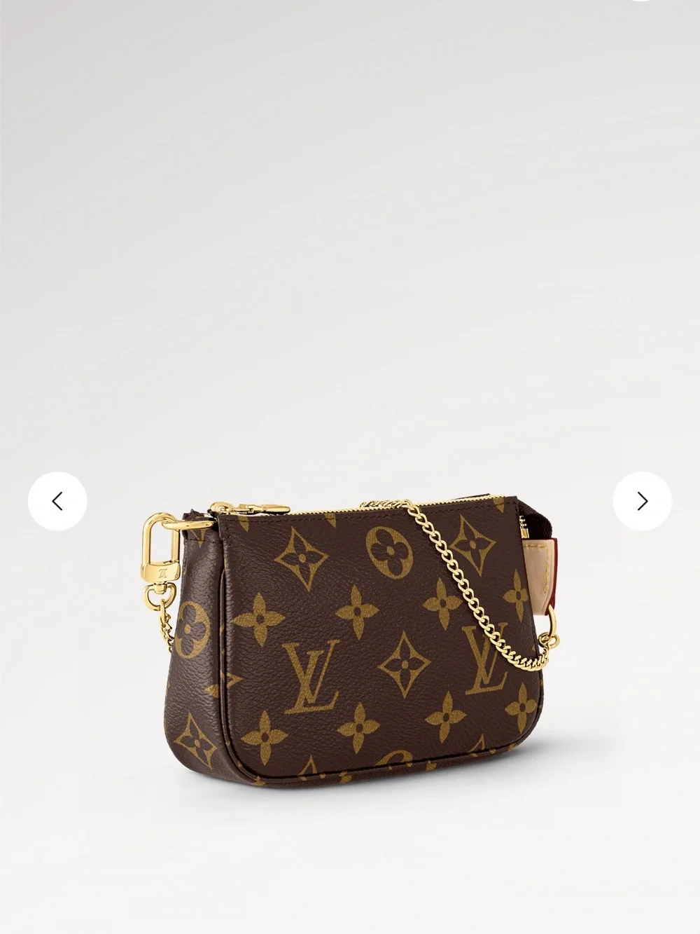 Louis Vuitton Mini Pochette Accessoires Brown Monogram with Gold Chain
